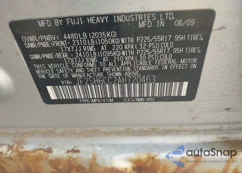 2010 Subaru Forester 2.5X Premium from USA, damaged, VIN JF2SH6CC2AH720463